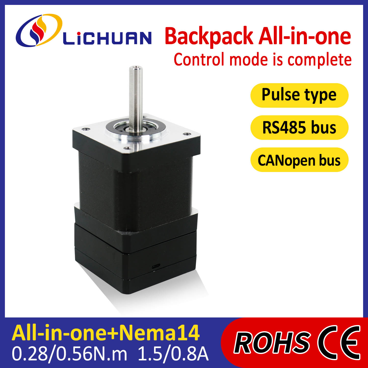 BACKPACK Type Nema14 Open Loop-Closed Loop Integrated Stepper Motor